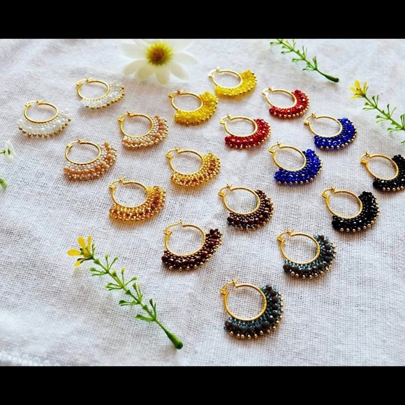 Boho Mexican Chaquira Beaded Hoop Earrings - Picture 6 of 6